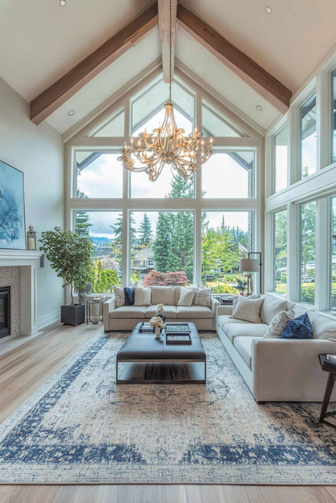 1. Embracing the Drama: High Ceilings and Statement Lighting