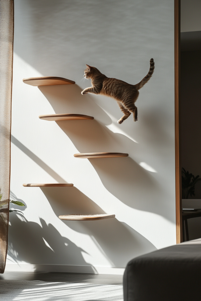 1. Floating Cat Shelves for a Minimalist Look