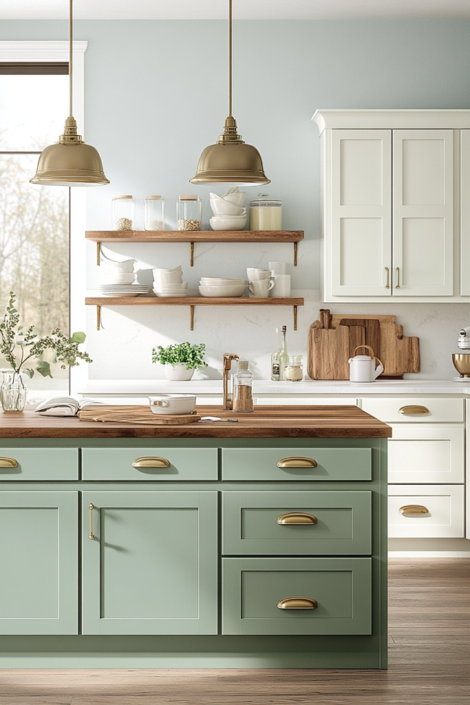 1. Sage Green Cabinets