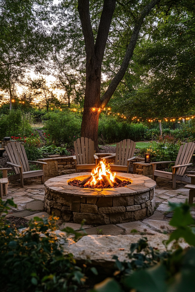 1. Stone Fire Pit with Seating