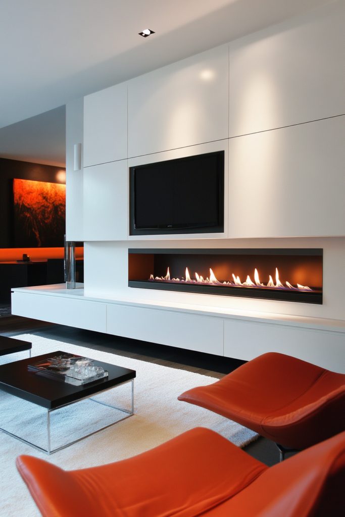 1. The Hidden Panel Fireplace TV Wall