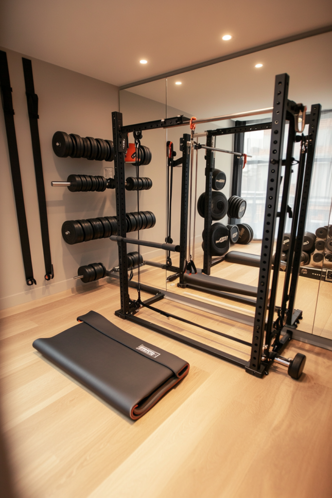 1. Wall-Mounted Gym Setup