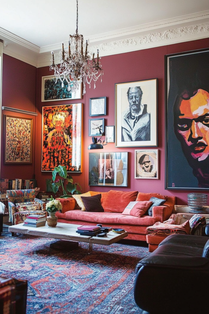 10. Burgundy Artwork for a Personalized Touch