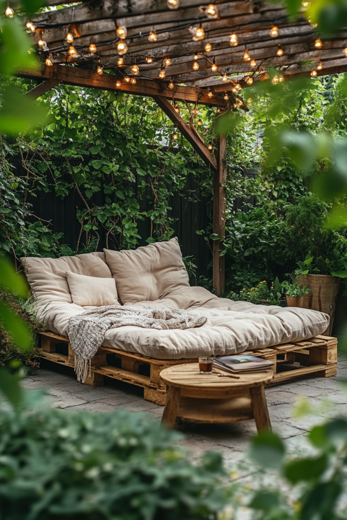 10. Outdoor Pallet Bed for Relaxing