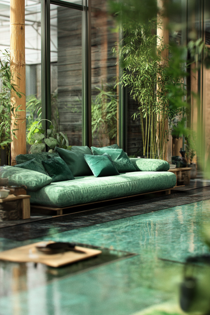 10. Zen Retreat: Green and Water Elements
