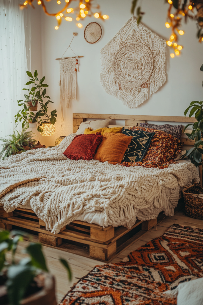 11. Bohemian-Style Pallet Bed