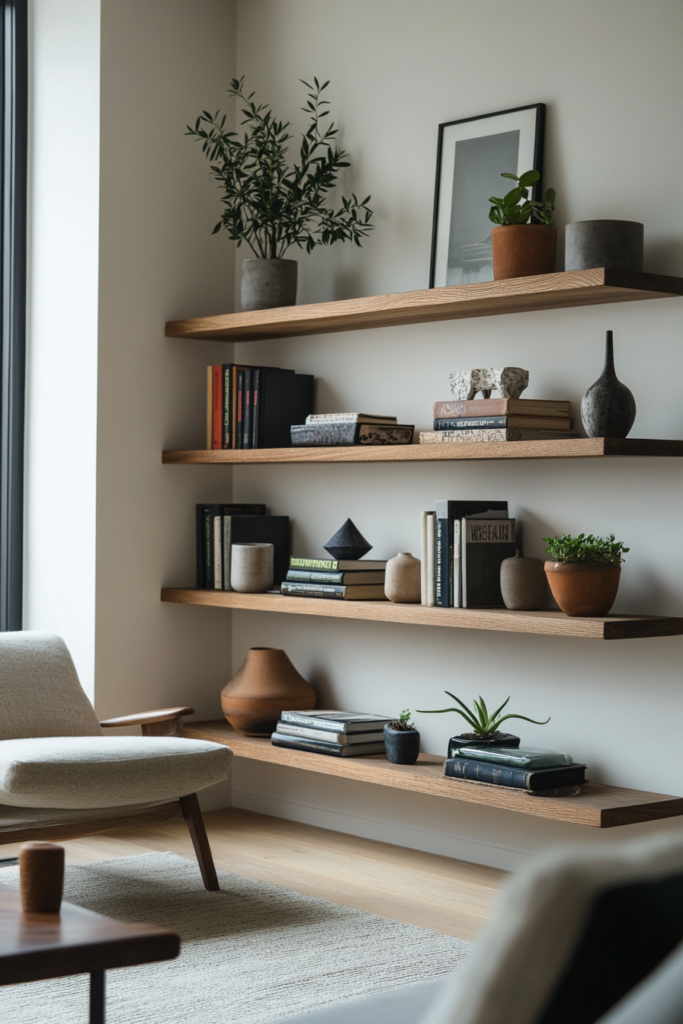 11. Floating Shelves for a Sleek Storage Solution