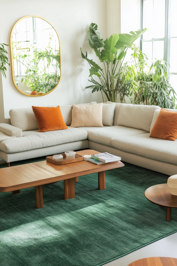 11. Green Rugs to Ground the Space