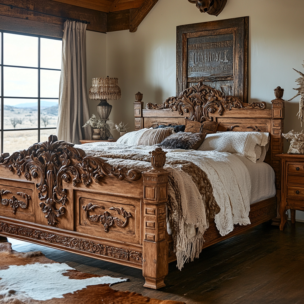 11. Handcrafted Wooden Bed for a Timeless Look