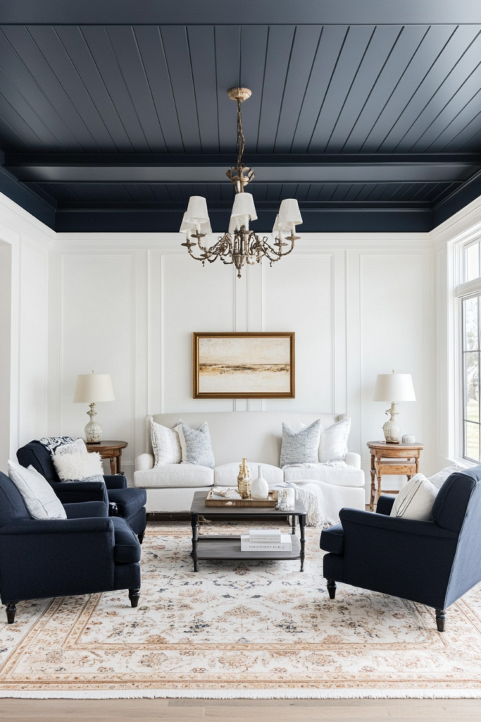 11. Navy Ceiling with White Walls