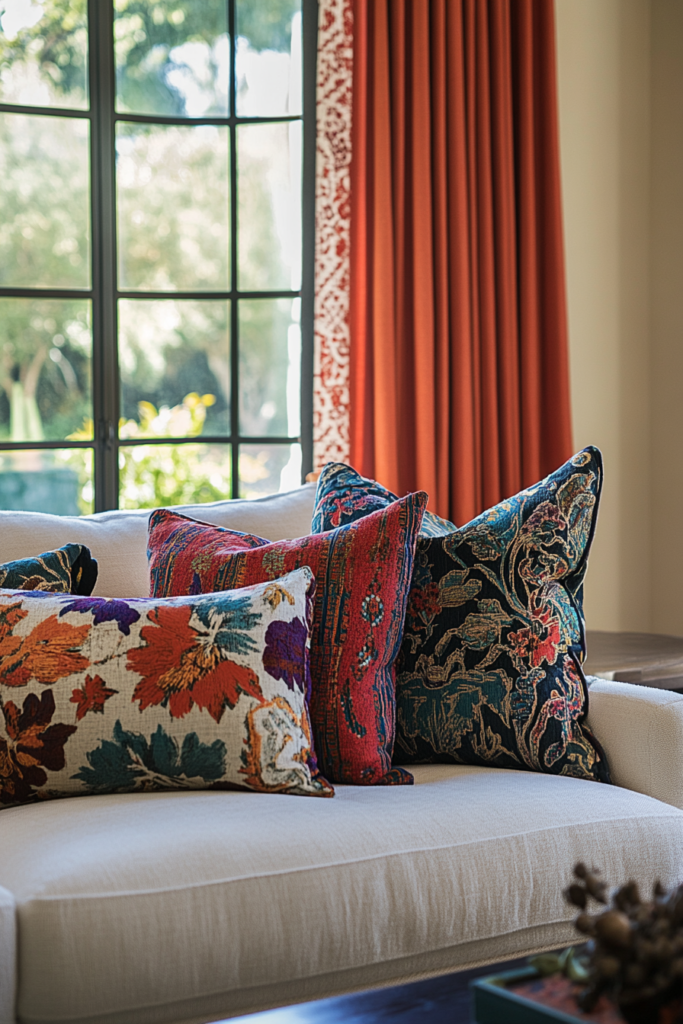 11. Vibrant Textile Accents