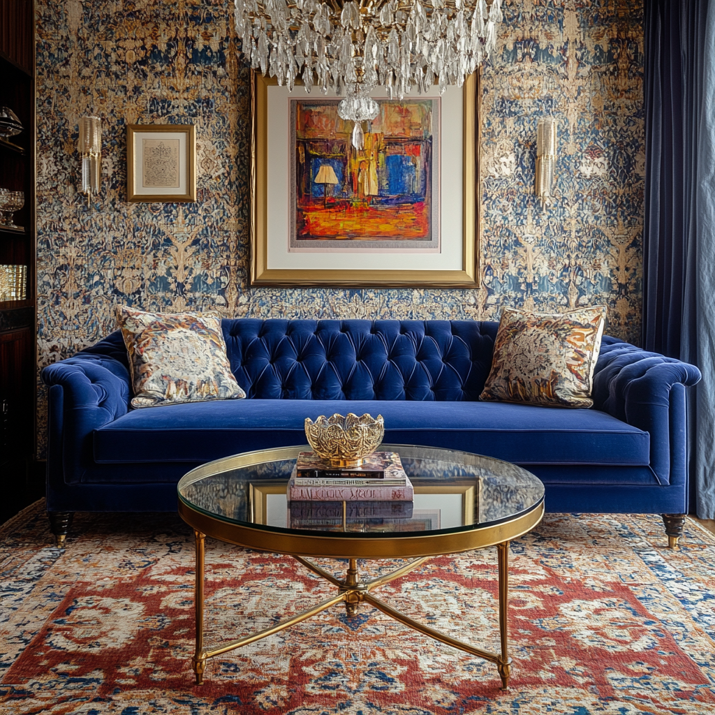 11. Vintage Glam with a Touch of Blue