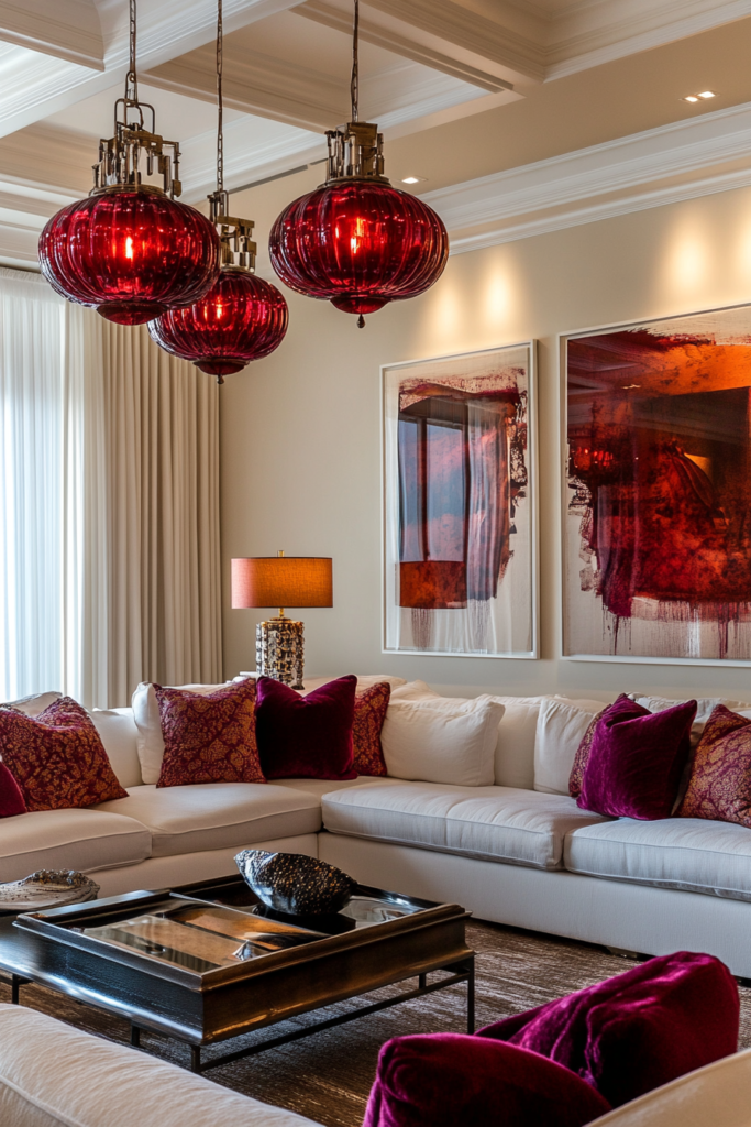 12. Burgundy Lighting for a Unique Glow