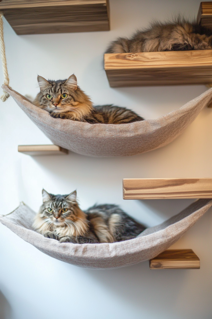 12. Cat Shelves with Hammocks