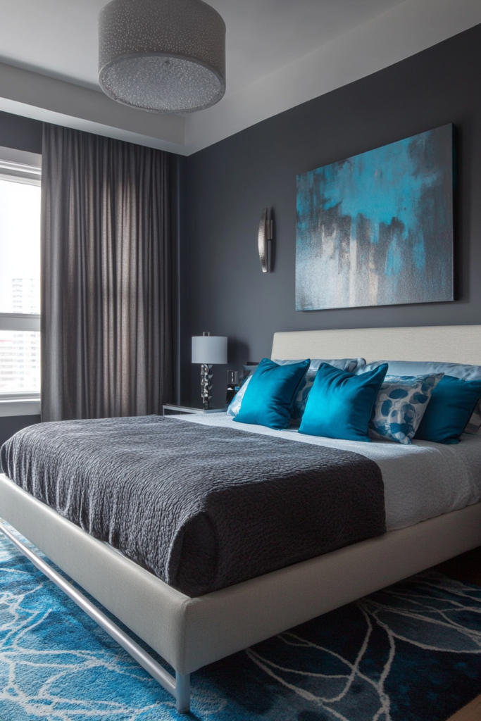 12. Contemporary Cool: Slate and Electric Blue