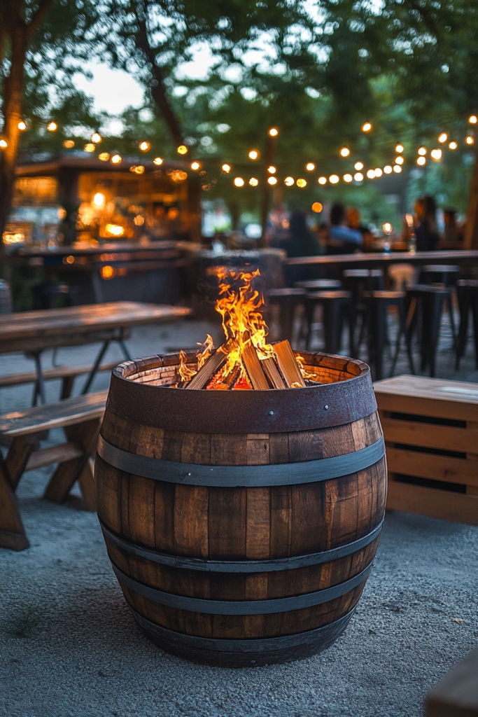 12. Fire Pit Inside an Old Whiskey Barrel