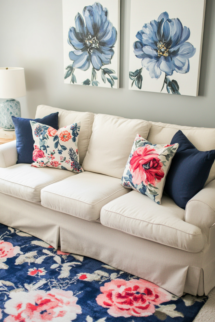 12. Floral Patterns with Navy