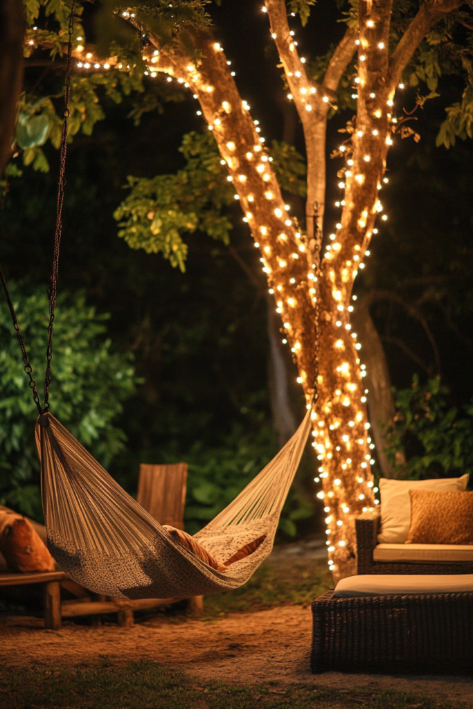 12. Swing and Hammock String Lights for a Relaxing Vibe