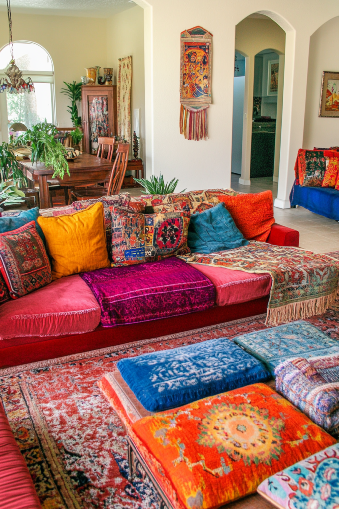 13. Bring in Pops of Color with Textiles