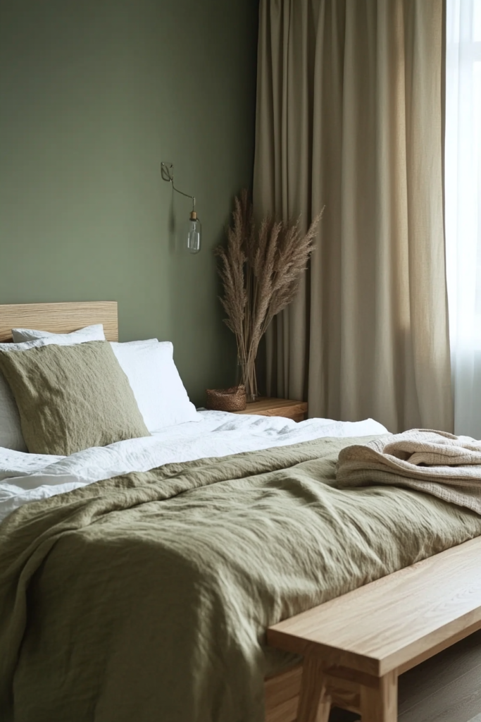 13. Elegant Earthiness: Moss Green and Almond