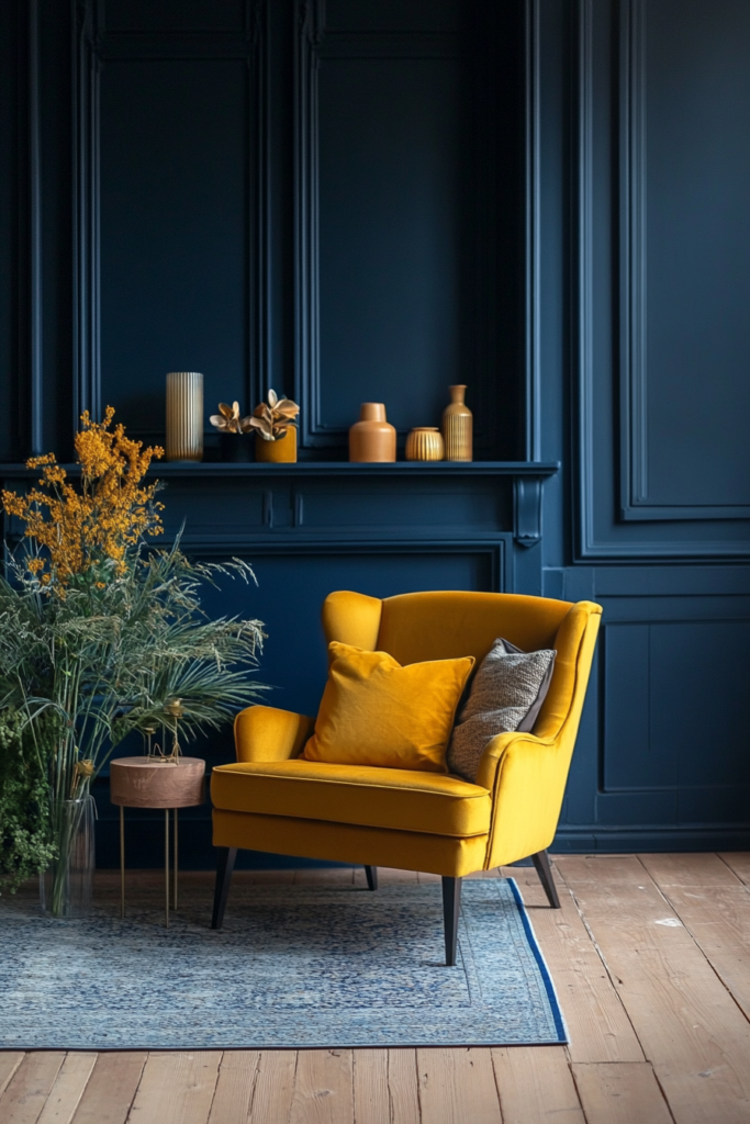 13. Navy and Mustard Accents