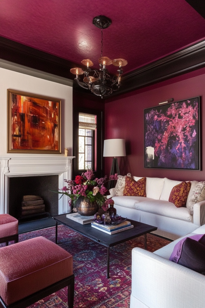 14. Burgundy Ceilings for an Unexpected Pop