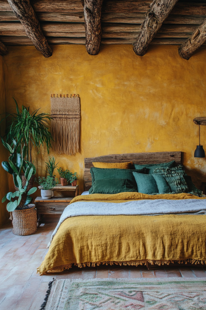 14. Rustic Charm: Ochre and Forest Green
