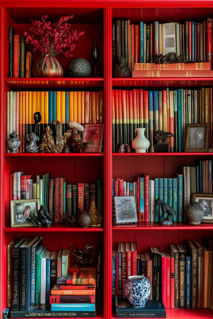 14. Use a Colorful Bookshelf as Décor
