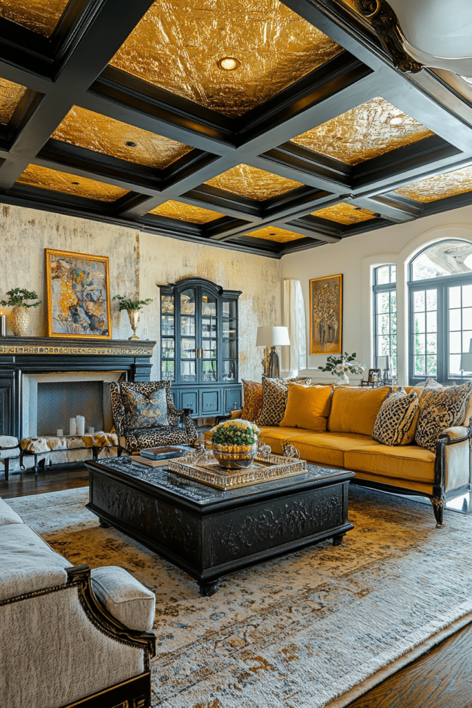 16. Ceiling Glamour with a Golden Touch