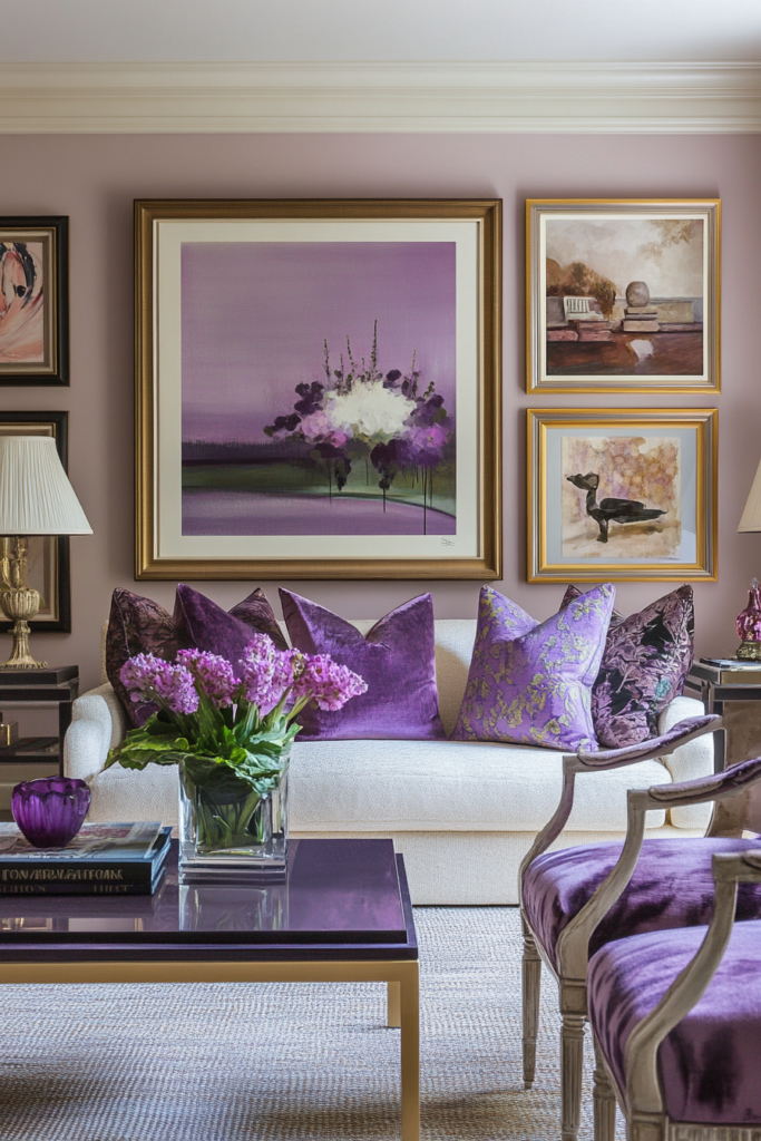 16. Gallery Wall: Purple Art Collection