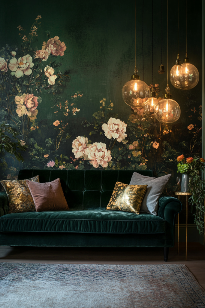 16. Green Wallpaper for a Luxe Look