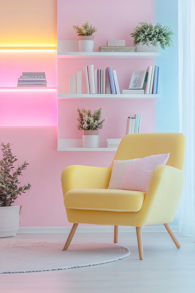 16. Pastel-Toned Shelving and Storage