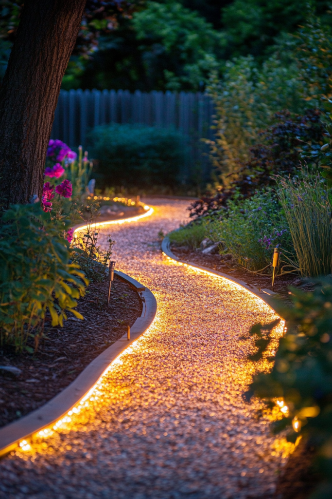 16. Rope Lighting Along Paths