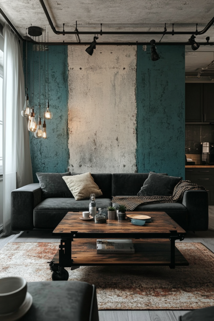 17. Industrial Style with Teal and Concrete