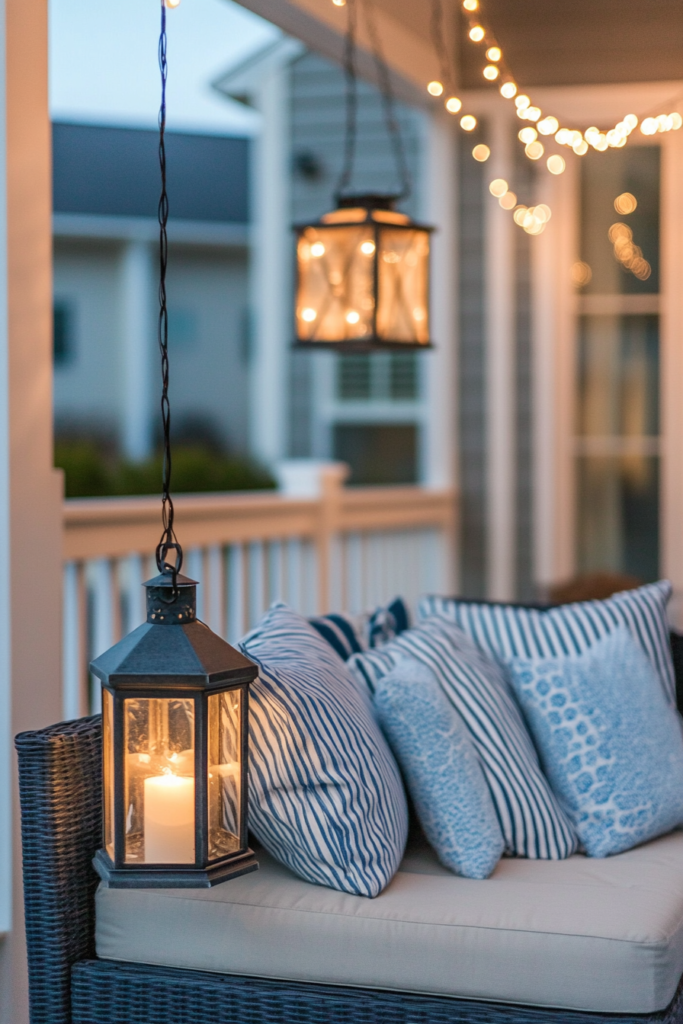 17. Nautical Lantern String Lights for Coastal Charm