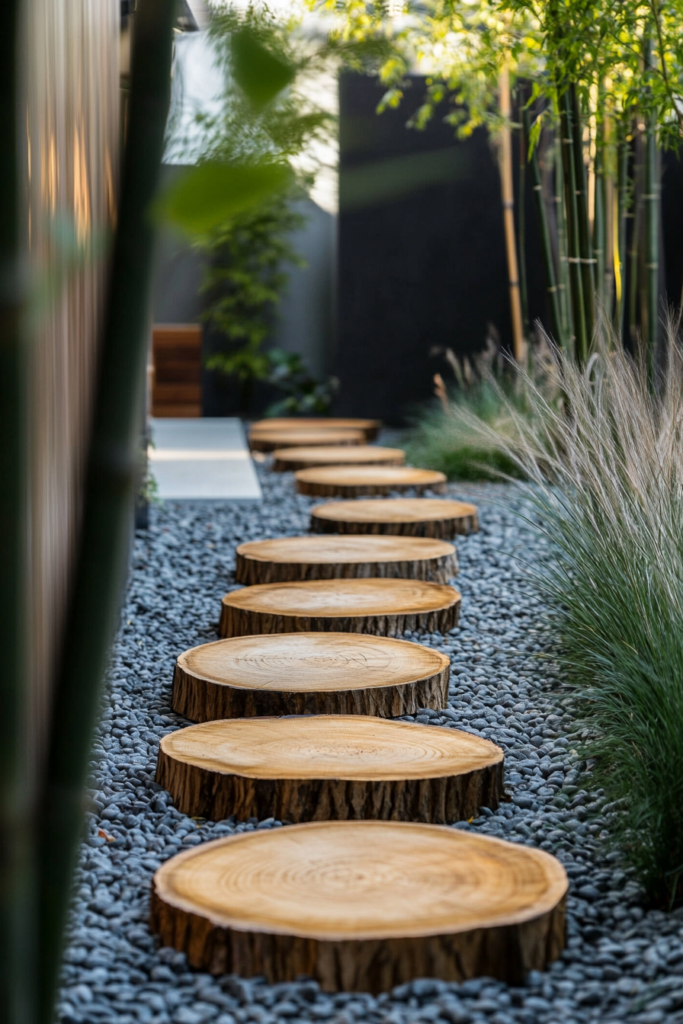 17. Wood and Concrete Combo Stepping Stones
