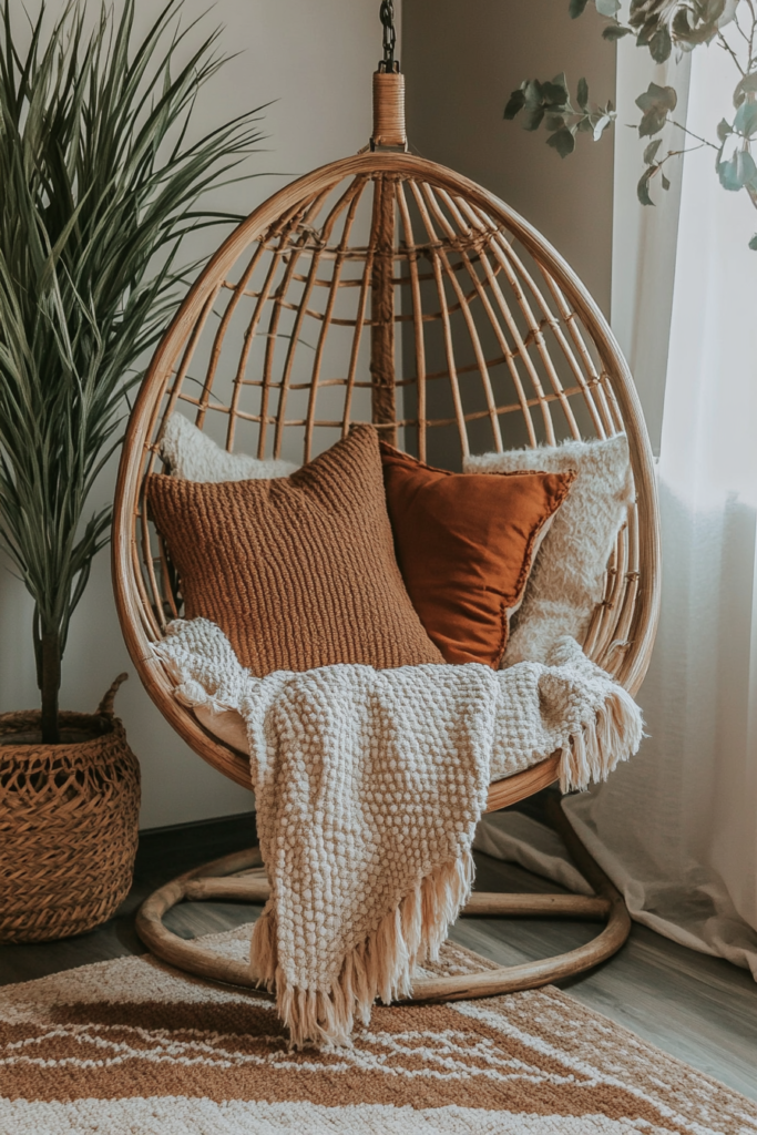 18. Add a Hanging Chair for a Playful Touch