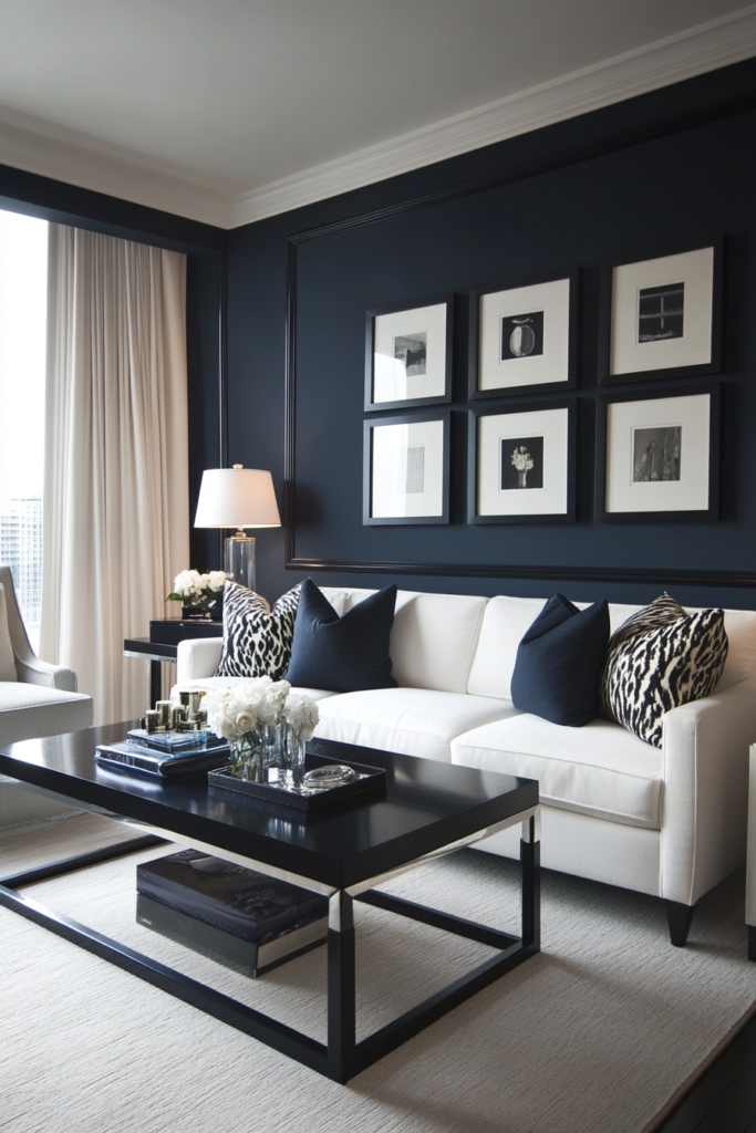 18. Navy and White with a Pop of Black