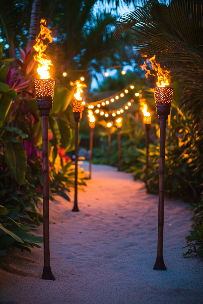 18. Tiki Torch and String Light Combo