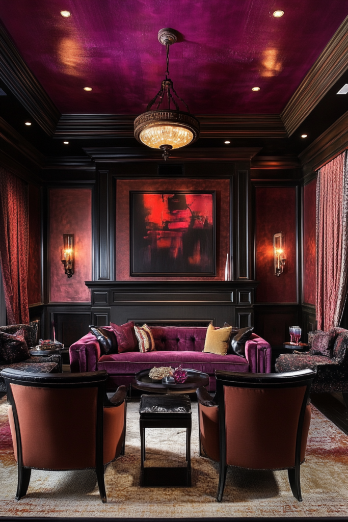 19. Burgundy Ceilings for an Unexpected Pop