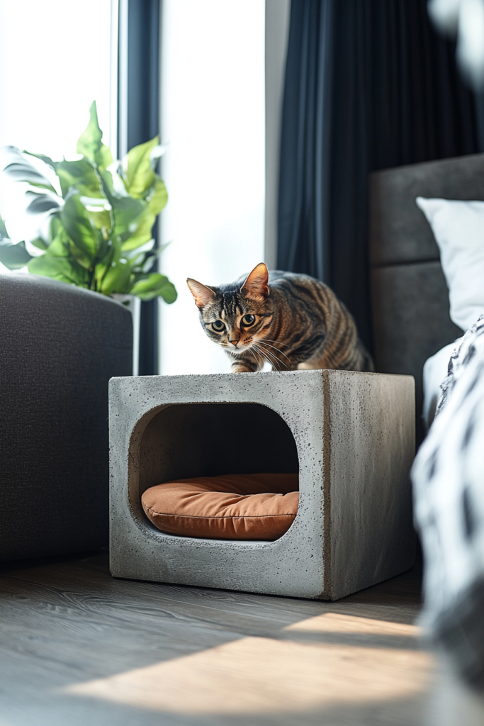 19. Concrete Nightstand Bed