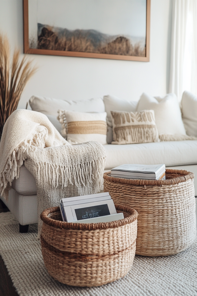 19. Incorporate Handwoven Baskets for Storage