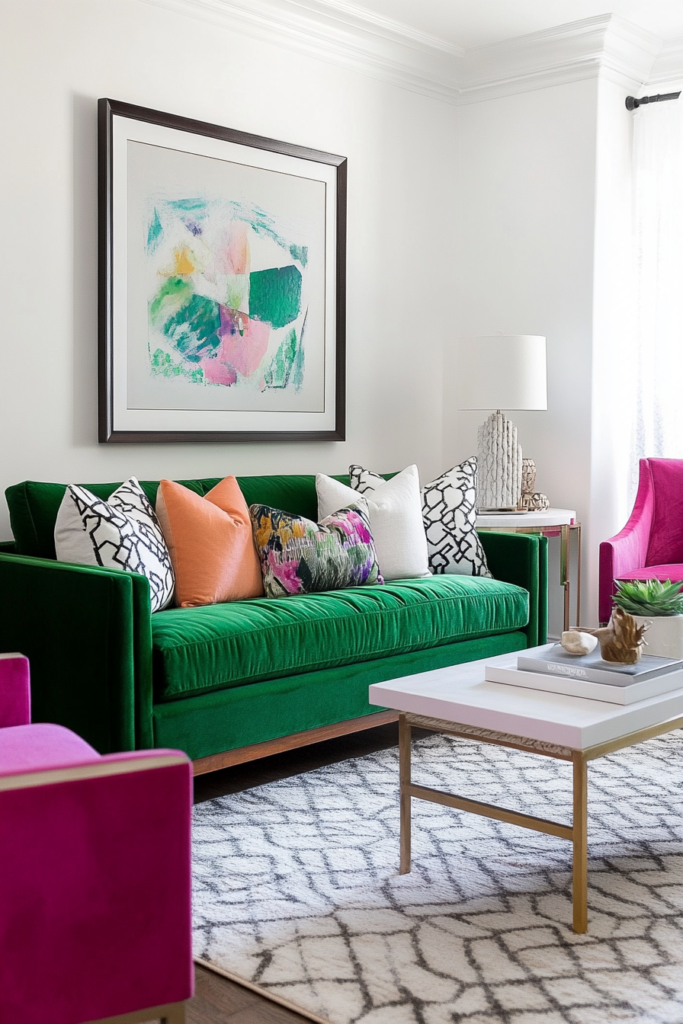 2. Bold and Vibrant: Fuchsia and Emerald
