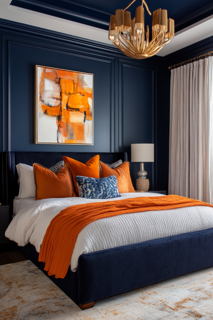 2. Sunset Serenade: Burnt Orange and Navy