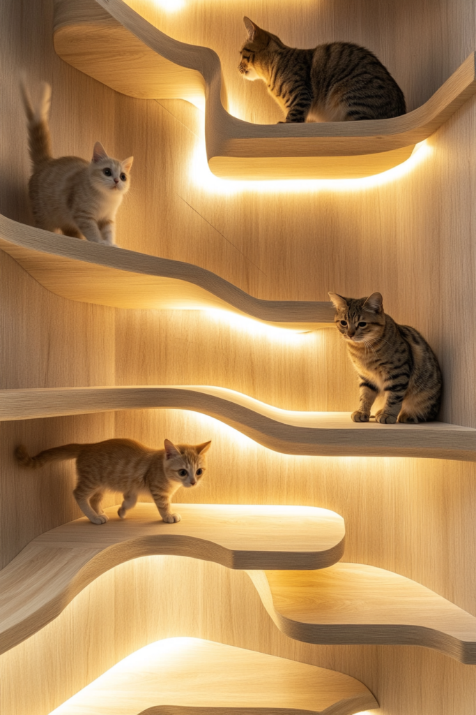 2. Wall-Mounted Staircase for Cats