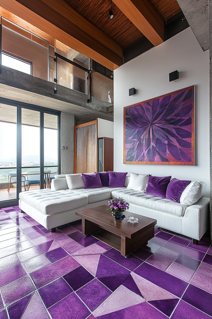 20. Floor Decor: Purple Tiles or Carpet
