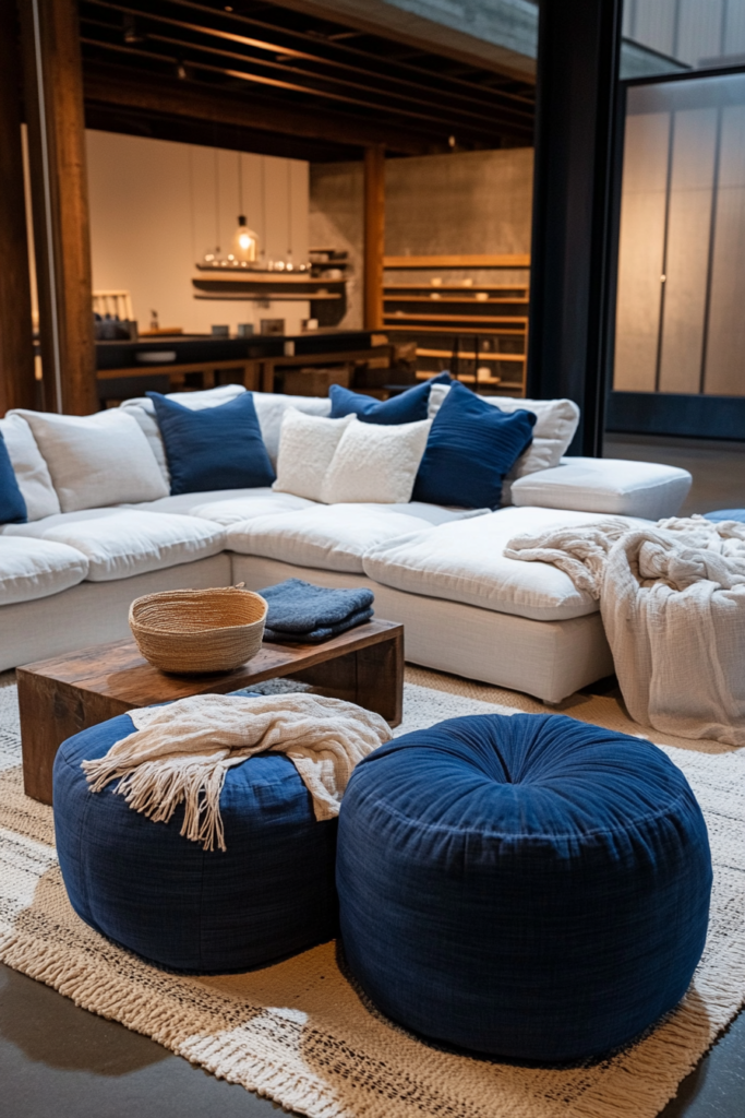 20. Navy Poufs and Ottomans