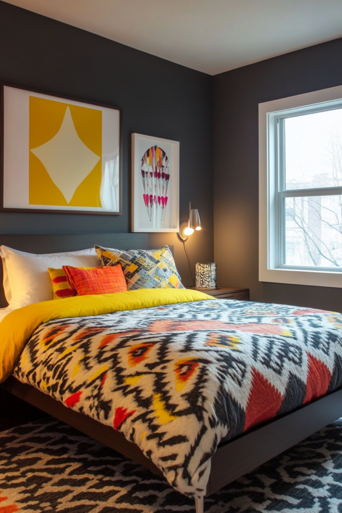 20. Playful Pops: Bright Yellow and Graphite Gray