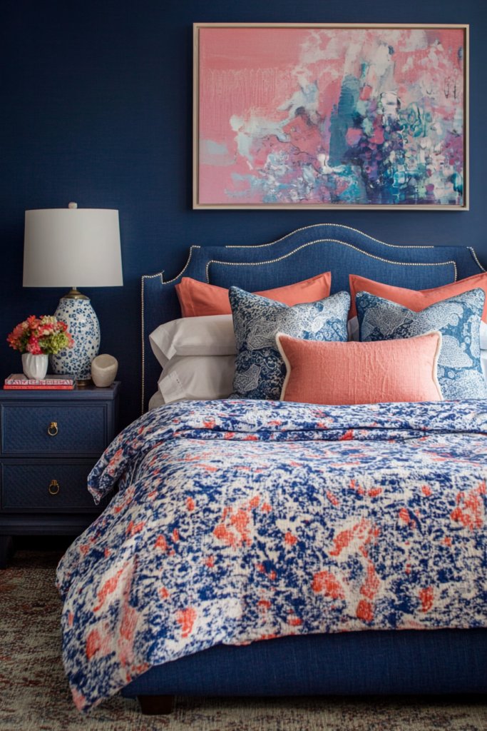 21. Artistic Flair: Indigo and Coral
