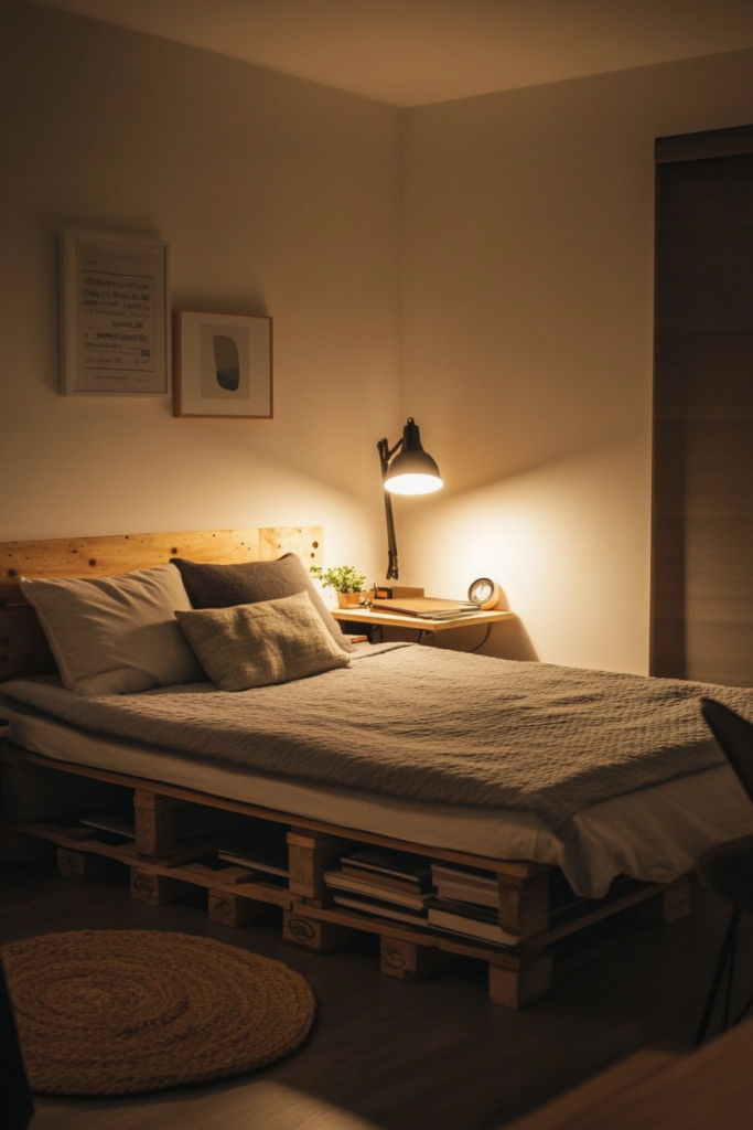 21. Pallet Bed with Built-In Desk